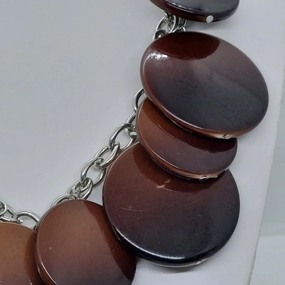 Brown‎ disc's dangle necklace